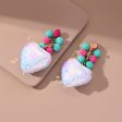 Teal & Fuchsia Howlite Heart Drop Earrings Fashion