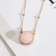 Cubic Zirconia & Pink Crystal Ball Station Chain Halo Round Pendant Necklace For Discount