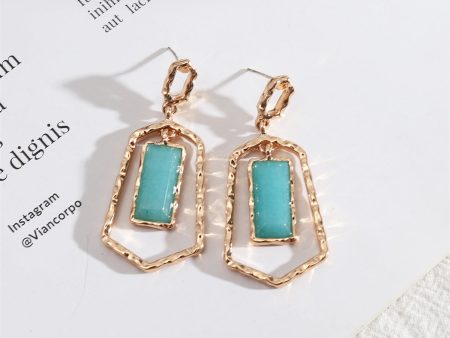 Sky Blue Quartz & 18K Gold-Plated Open Shield Drop Earrings on Sale