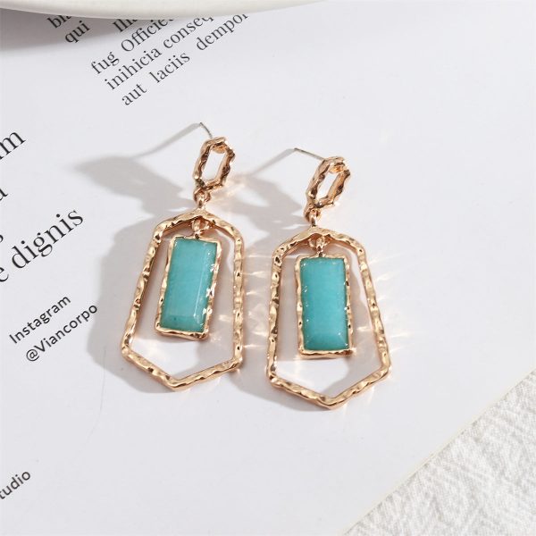 Sky Blue Quartz & 18K Gold-Plated Open Shield Drop Earrings on Sale