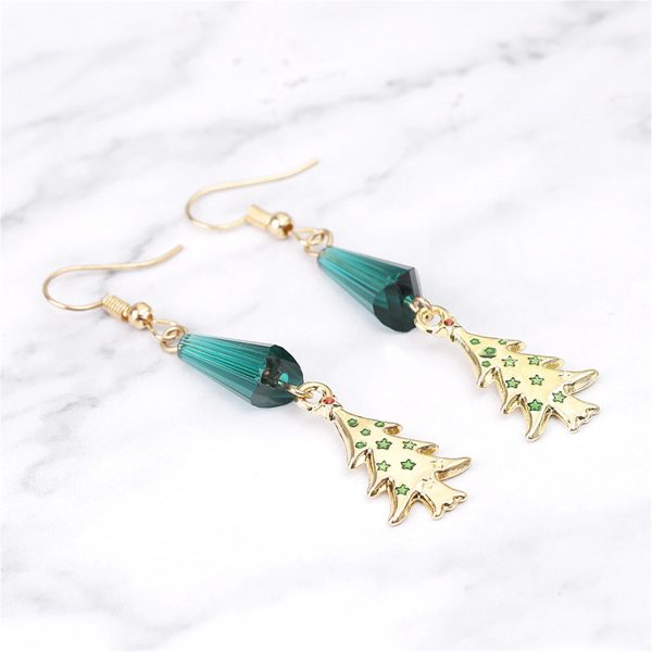 Teal Acrylic & 18K Gold-Plated Christmas Tree Drop Earrings Cheap