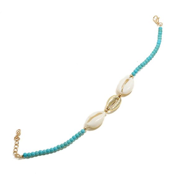 Teal Turquoise & 18K Gold-Plated Puka Shell Charm Bracelet Discount