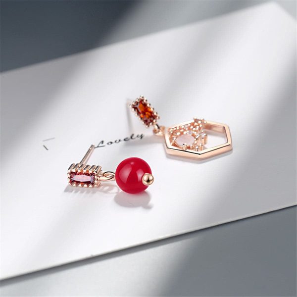 Cubic Zirconia & Red Pearl 18K Rose Gold-Plated Mismatched Drop Earrings Online