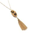 Tan Polyurethane & 18K Gold-Plated Slender Oval Tassel Pendant Necklace Discount