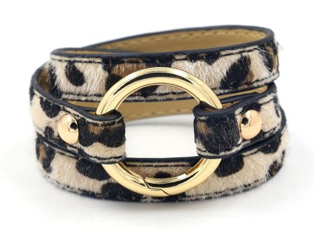 Tan Polyurethane & 18K Gold-Plated Leopard Print Wrap Bracelet Sale