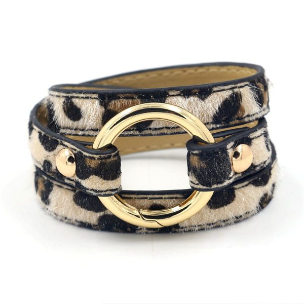 Tan Polyurethane & 18K Gold-Plated Leopard Print Wrap Bracelet Sale