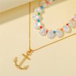 Multicolor Howlite & Pearl 18K Gold-Plated Anchor Pendant Necklace Set on Sale