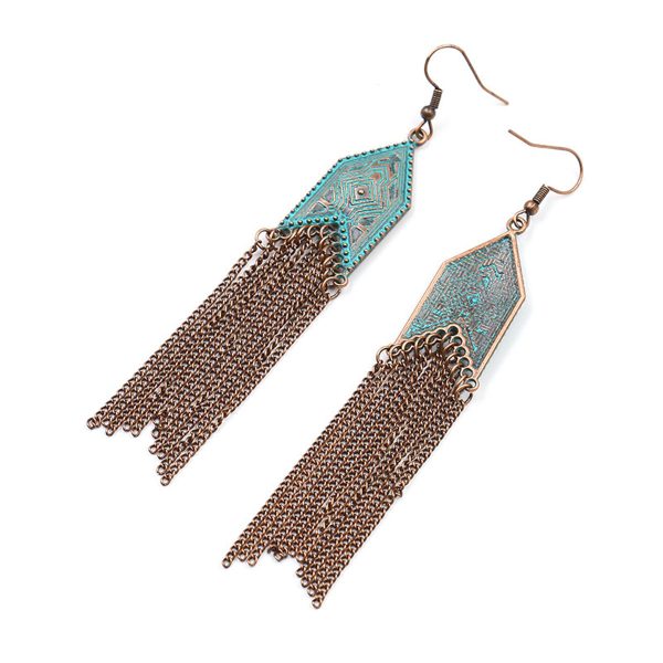 Teal Enamel & 18K Gold-Plated Arrow Tassel Drop Earrings on Sale