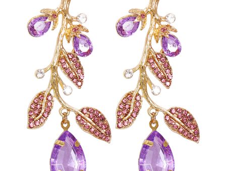 Cubic Zirconia & Purple Crystal 18K Gold-Plated Eggplant Drop Earrings Online