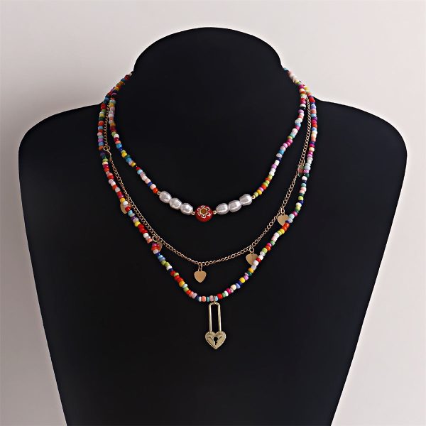 Multicolor Howlite & Pearl 18K Gold-Plated Heart Pendant Necklace Set Online now