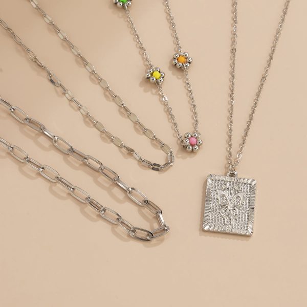 Howlite & Silver-Plated Mum & Butterfly Card Pendant Necklace Set Online now