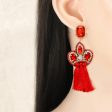 Cubic Zirconia & Red Crystal Pavé Tassel Crown Drop Earrings Online Hot Sale