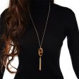 Tan Polyurethane & 18K Gold-Plated Slender Oval Tassel Pendant Necklace Discount