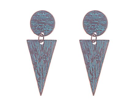 Teal Enamel & 18K Gold-Plated Round Triangle Drop Earrings Fashion