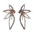 Cubic Zirconia & Red Crystal Open Floral Statement Earrings Fashion