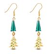 Teal Acrylic & 18K Gold-Plated Christmas Tree Drop Earrings Cheap