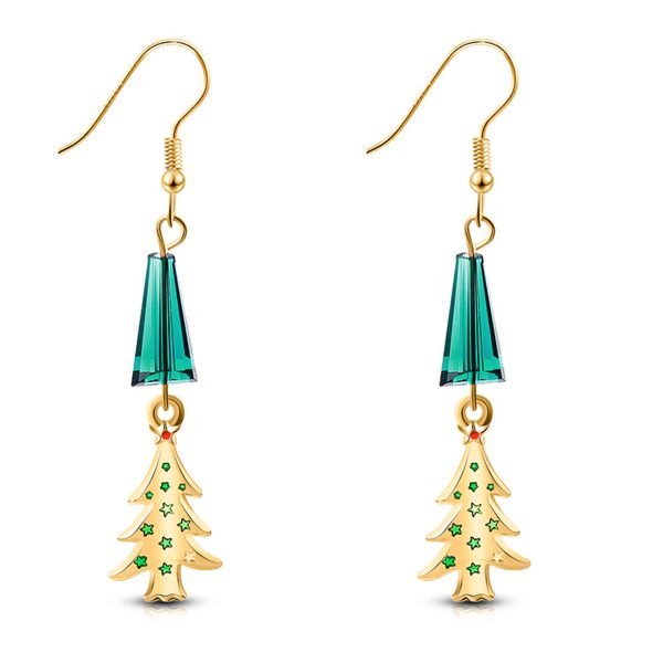 Teal Acrylic & 18K Gold-Plated Christmas Tree Drop Earrings Cheap