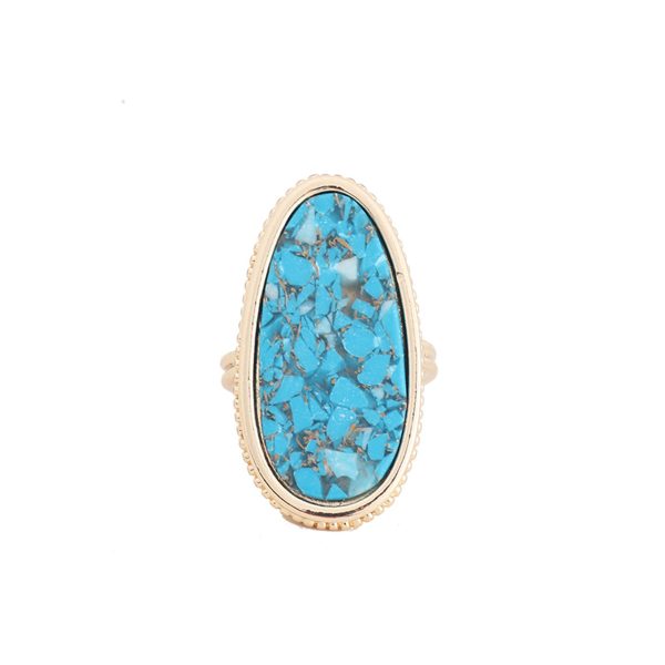 Turquoise & 18K Gold-Plated Drop Ring Online Hot Sale