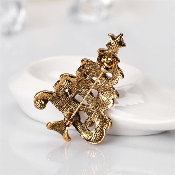 Cubic Zirconia & 18K Gold-Plated Christmas Tree Brooch Online Hot Sale