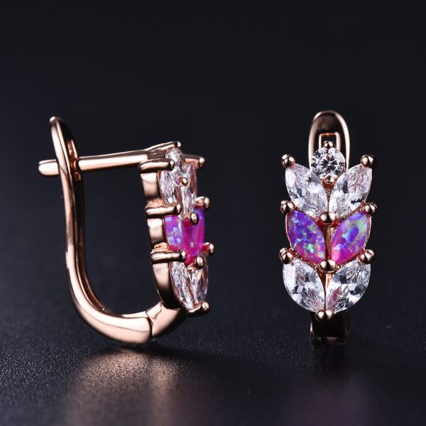 Cubic Zirconia & Purple Opal Leverback Earrings on Sale