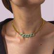 Teal Enamel & 18K Gold-Plated Curb Chain Necklace on Sale