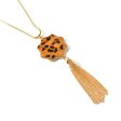 Tan Polyurethane & 18K Gold-Plated Leopard Flower Tassel Pendant Necklace For Cheap