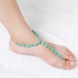 Teal Turquoise & 18K Gold-Plated Ankle-To-Toe Ring Anklet Fashion