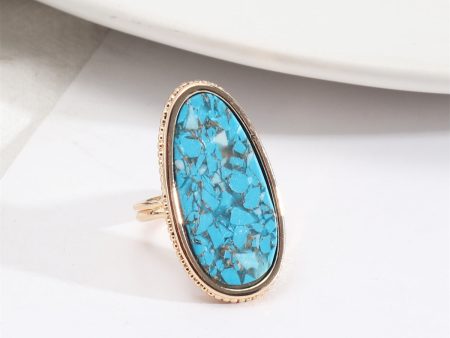 Turquoise & 18K Gold-Plated Drop Ring Online Hot Sale