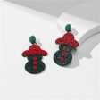 Red Cubic Zirconia & Black Polystyrene Snowman Drop Earrings on Sale