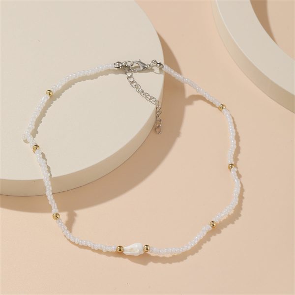 White Howlite & Two Tone Beaded Station Necklace Online now