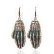 Teal Enamel & 18K Gold-Plated Skull Hand Drop Earrings Discount