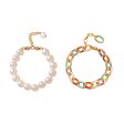 Teal Enamel & Pearl 18K Gold-Plated Bracelet Set Sale