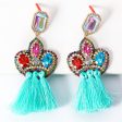 Teal Crystal & Cubic Zirconia Tassel Drop Earrings Supply