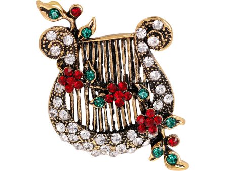 Cubic Zirconia & 18K Gold-Plated Accordion Brooch Online now