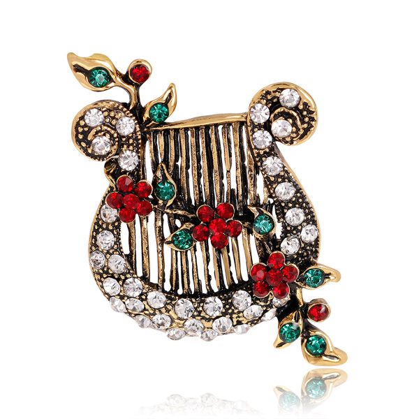 Cubic Zirconia & 18K Gold-Plated Accordion Brooch Online now