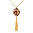 Tan Polyurethane & 18K Gold-Plated Leopard Lattice Tassel Pendant Necklace Fashion