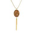 Tan Polyurethane & 18K Gold-Plated Leopard-Print Oval Tassel Pendant Necklace Cheap