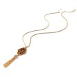 Tan Polyurethane & 18K Gold-Plated Leopard Lattice Tassel Pendant Necklace Fashion