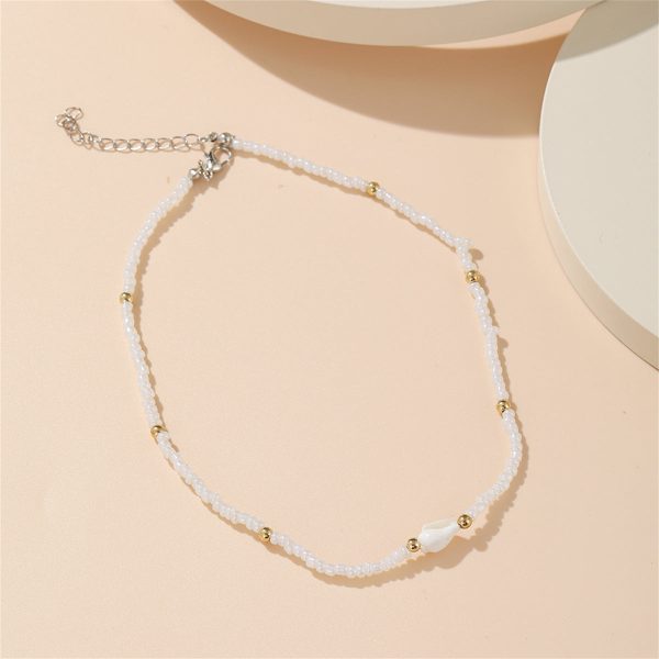 White Howlite & Two Tone Beaded Station Necklace Online now