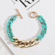 Sky Blue Resin & 18K Gold-Plated Curb Chain Toggle Bracelet Online Sale