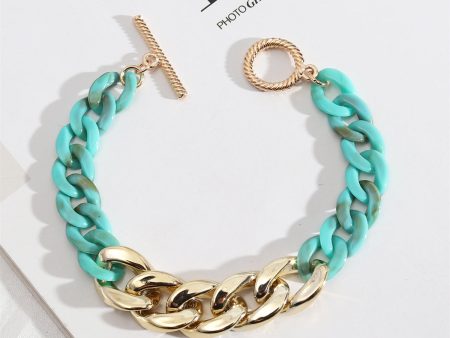 Sky Blue Resin & 18K Gold-Plated Curb Chain Toggle Bracelet Online Sale