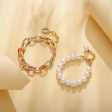 Teal Enamel & Pearl 18K Gold-Plated Bracelet Set Sale