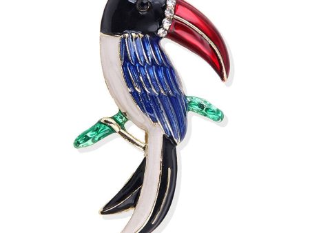 Cubic Zirconia & Blue Enamel Parrot Brooch Hot on Sale