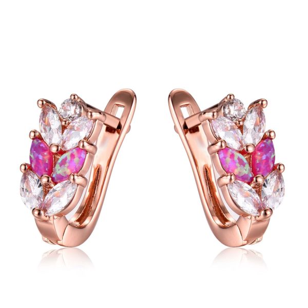 Cubic Zirconia & Purple Opal Leverback Earrings on Sale