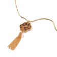 Tan Polyurethane & 18K Gold-Plated Leopard Lattice Tassel Pendant Necklace Fashion