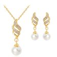 Cubic Zirconia & Pearl 18K Gold-Plated Wing Drop Earrings & Pendant Necklace on Sale