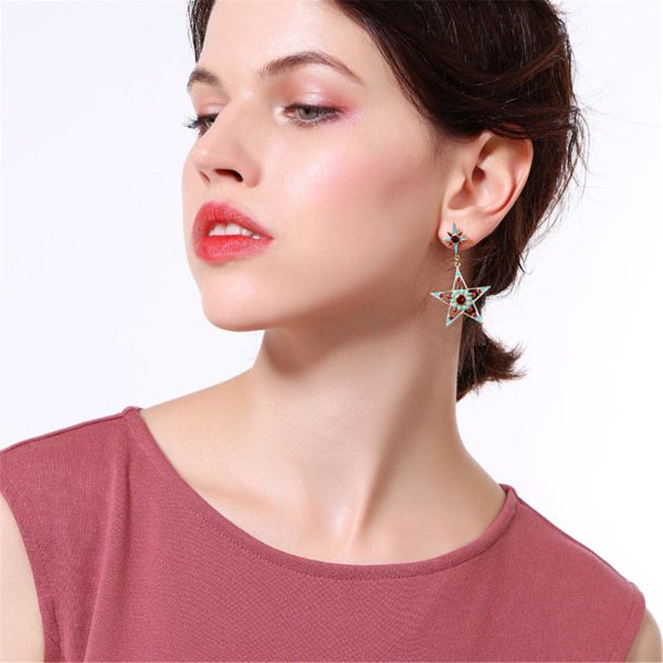 Teal & 18K Gold-Plated Star Moon Asymmetrical Drop Earrings Online Hot Sale