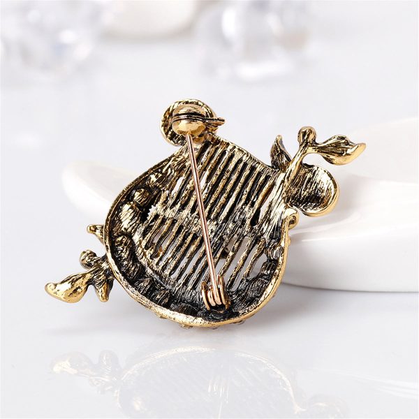 Cubic Zirconia & 18K Gold-Plated Accordion Brooch Online now