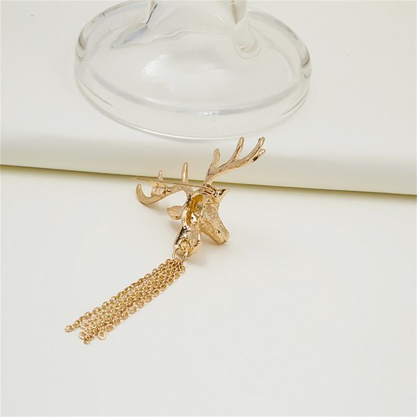 18K Gold-Plated Reindeer Tassel Brooch on Sale