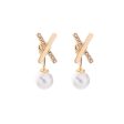 Cubic Zirconia & Pearl 18K Gold-Plated X Drop Earrings Fashion